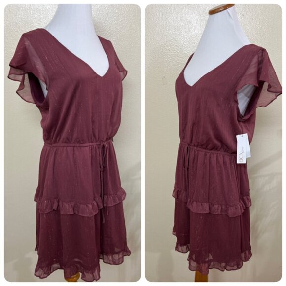 BCX Womens Juniors Tie Waist Short Mini Dress XTRA LARGE In Mauve Red - Picture 3 of 11